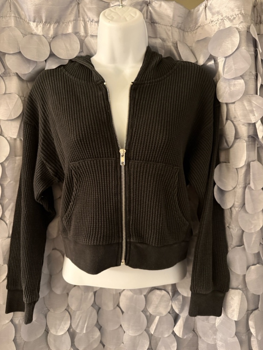 Speechless Kids Black Ribbed Zip Hoodie